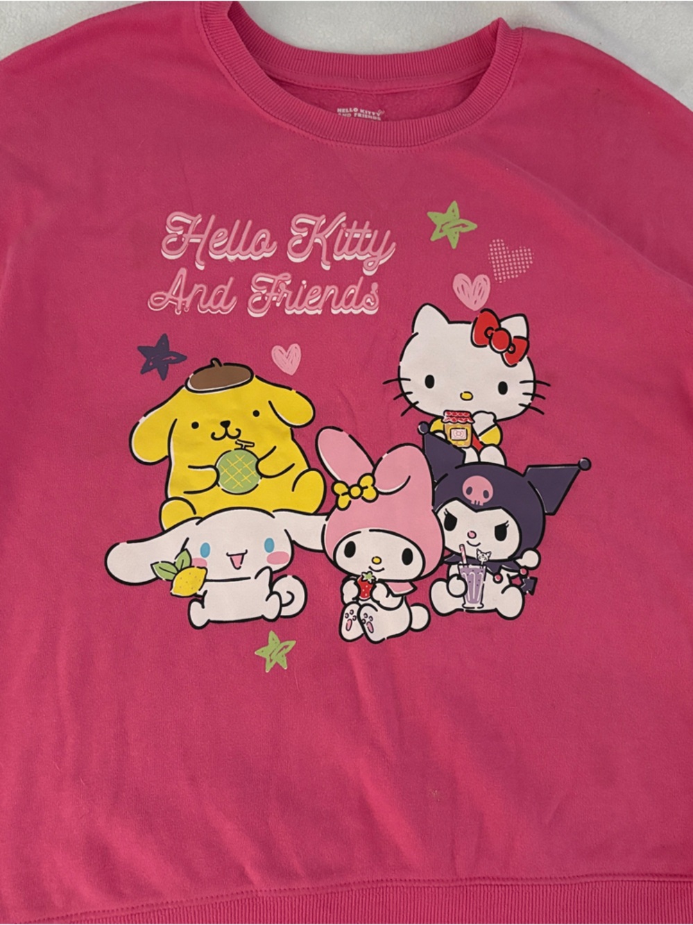 Hello Kitty Pink Graphic Kids Sweatshirt with Sanrio Friends